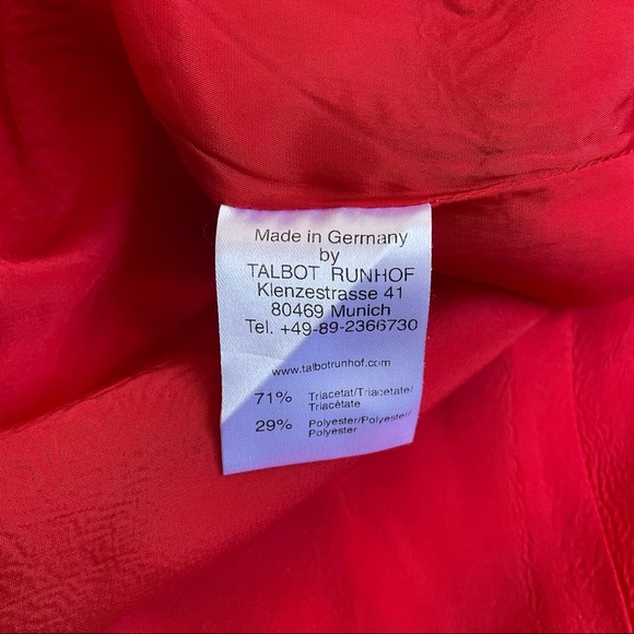 Talbot Runhof Red Crepe Golatta Draped High-Slit Split-Shoulder Halter Gown Sz 6 - Picture 9 of 12